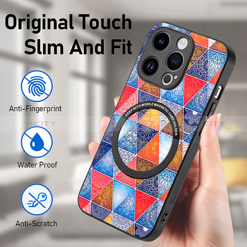 Coque Silicone Gel Motif Cuir Housse Etui avec Magnetique S01D pour Apple iPhone 15 Pro Max Plus