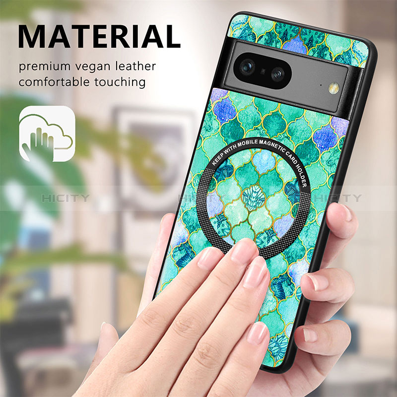 Coque Silicone Gel Motif Cuir Housse Etui avec Magnetique S01D pour Google Pixel 7 5G Plus