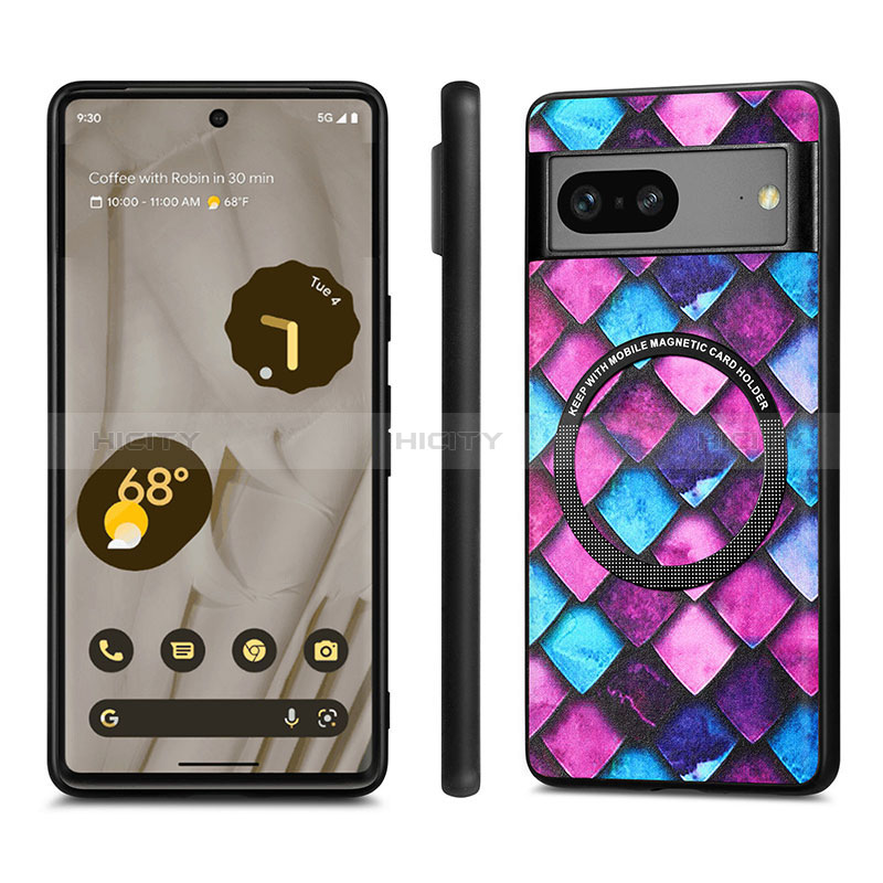 Coque Silicone Gel Motif Cuir Housse Etui avec Magnetique S01D pour Google Pixel 7 5G Plus