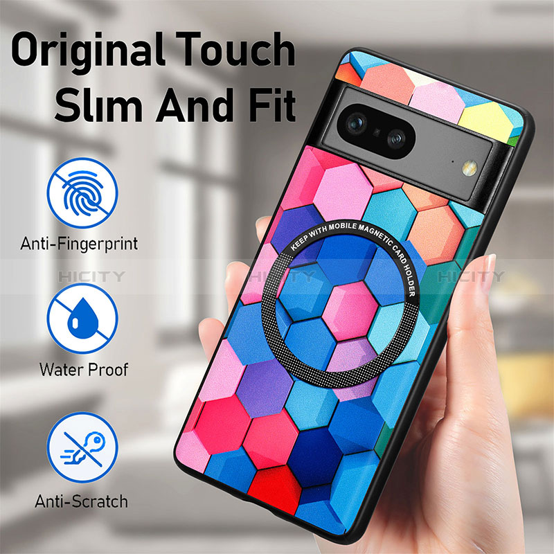 Coque Silicone Gel Motif Cuir Housse Etui avec Magnetique S01D pour Google Pixel 7 5G Plus