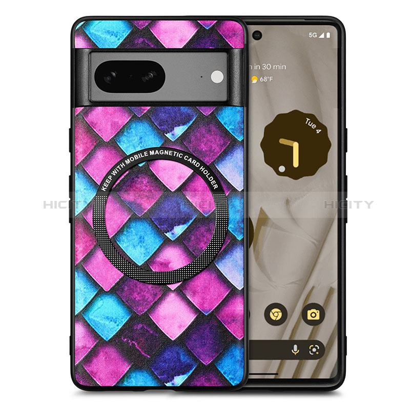 Coque Silicone Gel Motif Cuir Housse Etui avec Magnetique S01D pour Google Pixel 7 5G Plus