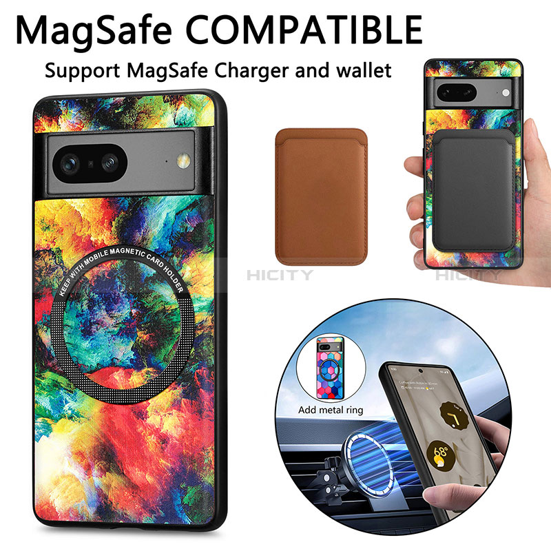 Coque Silicone Gel Motif Cuir Housse Etui avec Magnetique S01D pour Google Pixel 7a 5G Plus