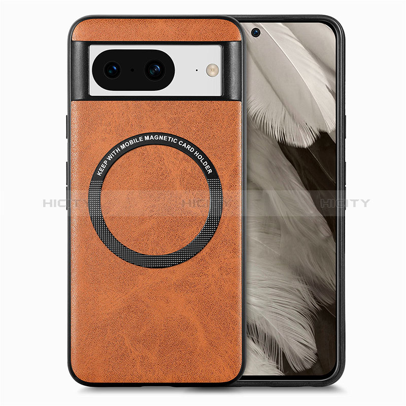 Coque Silicone Gel Motif Cuir Housse Etui avec Magnetique S01D pour Google Pixel 8 5G Marron Plus