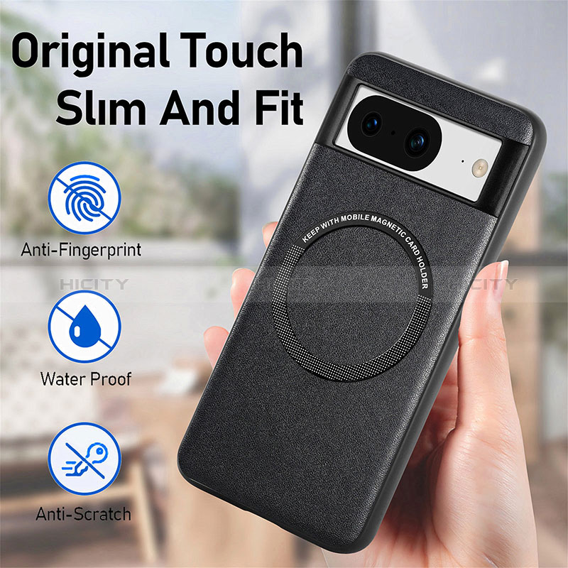 Coque Silicone Gel Motif Cuir Housse Etui avec Magnetique S01D pour Google Pixel 8 5G Plus