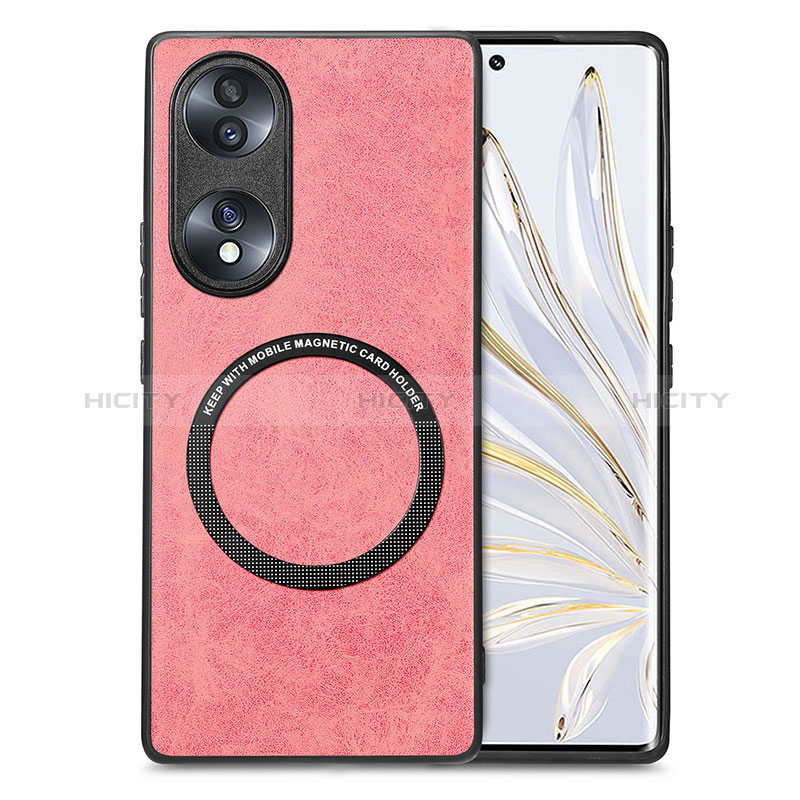 Coque Silicone Gel Motif Cuir Housse Etui avec Magnetique S01D pour Huawei Honor 70 5G Plus