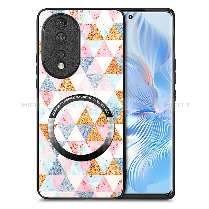 Coque Silicone Gel Motif Cuir Housse Etui avec Magnetique S01D pour Huawei Honor 80 5G Plus