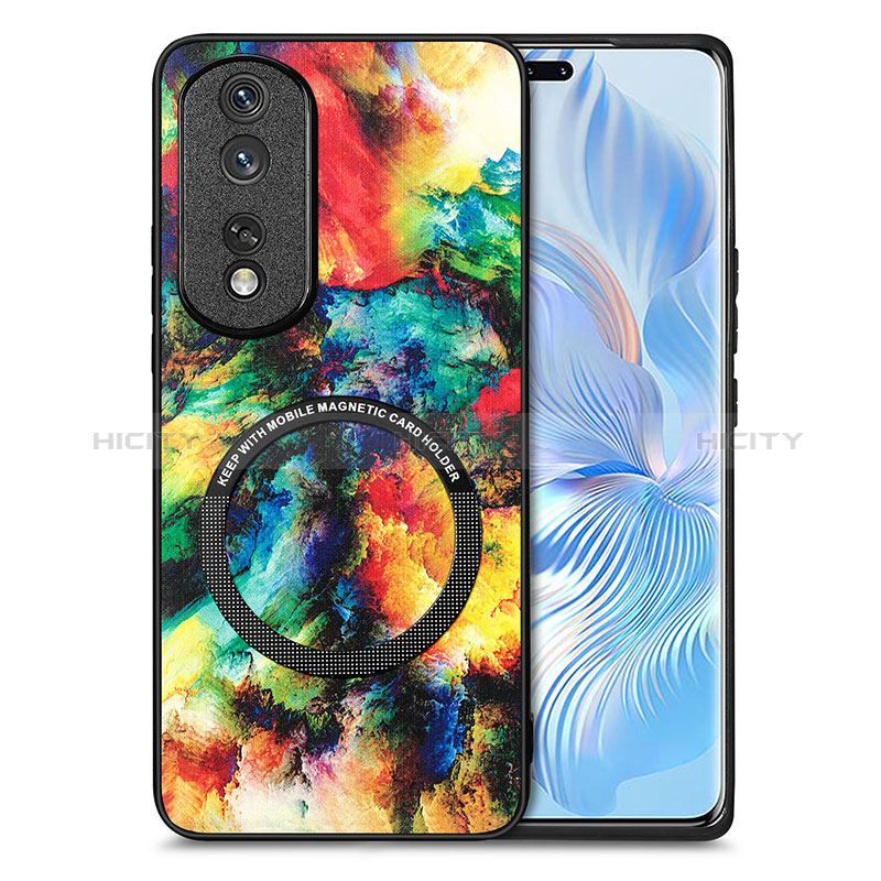 Coque Silicone Gel Motif Cuir Housse Etui avec Magnetique S01D pour Huawei Honor 80 Pro Flat 5G Plus