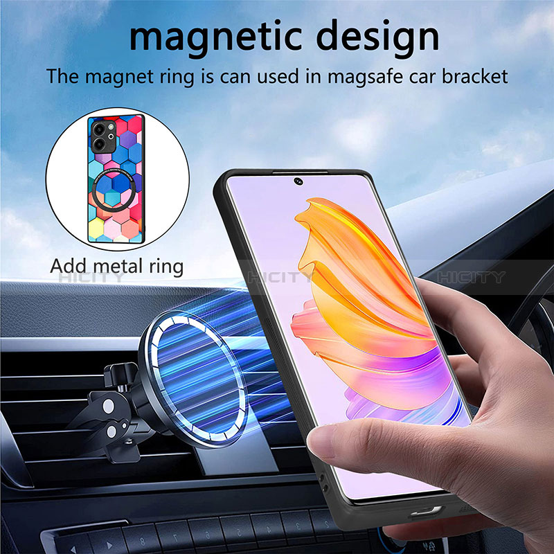 Coque Silicone Gel Motif Cuir Housse Etui avec Magnetique S01D pour Huawei Honor 80 SE 5G Plus