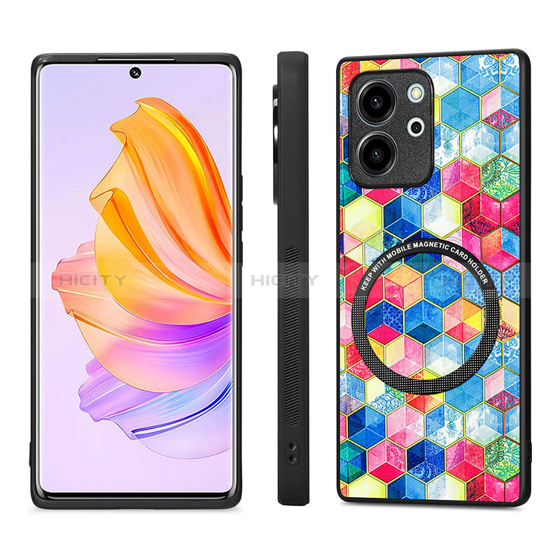 Coque Silicone Gel Motif Cuir Housse Etui avec Magnetique S01D pour Huawei Honor 80 SE 5G Plus