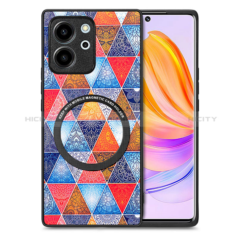 Coque Silicone Gel Motif Cuir Housse Etui avec Magnetique S01D pour Huawei Honor 80 SE 5G Plus