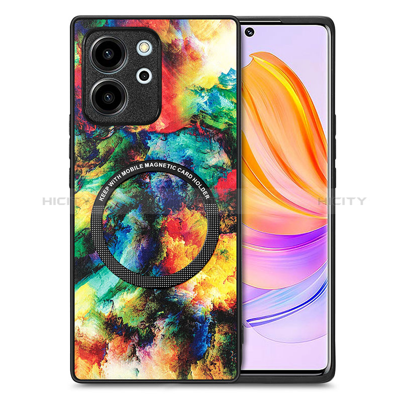 Coque Silicone Gel Motif Cuir Housse Etui avec Magnetique S01D pour Huawei Honor 80 SE 5G Plus