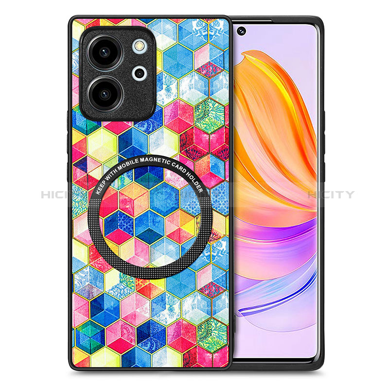 Coque Silicone Gel Motif Cuir Housse Etui avec Magnetique S01D pour Huawei Honor 80 SE 5G Plus