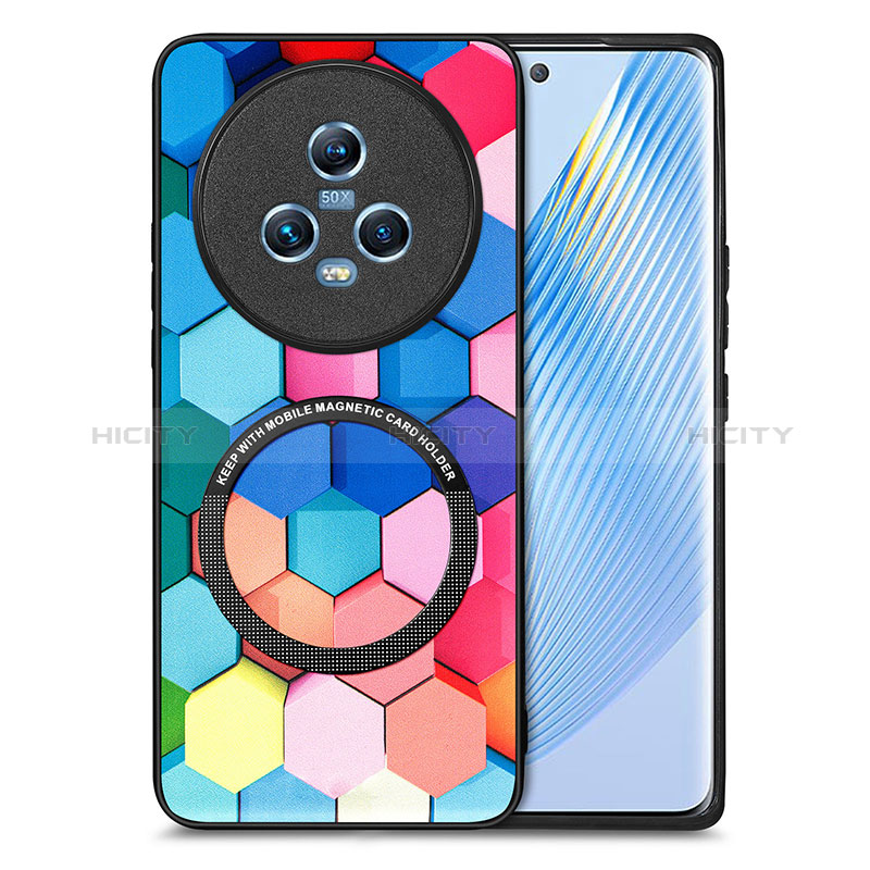 Coque Silicone Gel Motif Cuir Housse Etui avec Magnetique S01D pour Huawei Honor Magic5 5G Colorful Plus