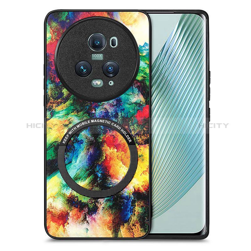 Coque Silicone Gel Motif Cuir Housse Etui avec Magnetique S01D pour Huawei Honor Magic5 Pro 5G Mixte Plus