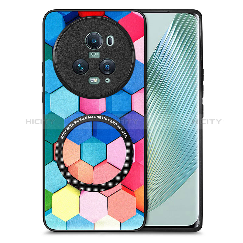 Coque Silicone Gel Motif Cuir Housse Etui avec Magnetique S01D pour Huawei Honor Magic5 Pro 5G Plus