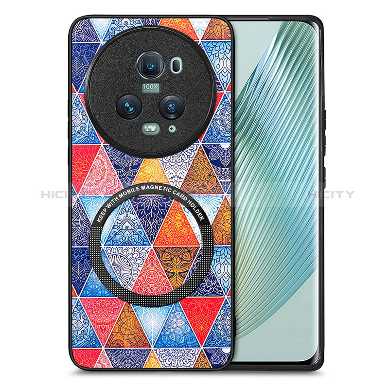 Coque Silicone Gel Motif Cuir Housse Etui avec Magnetique S01D pour Huawei Honor Magic5 Pro 5G Plus