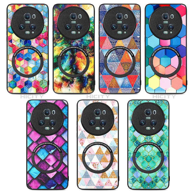 Coque Silicone Gel Motif Cuir Housse Etui avec Magnetique S01D pour Huawei Honor Magic5 Pro 5G Plus