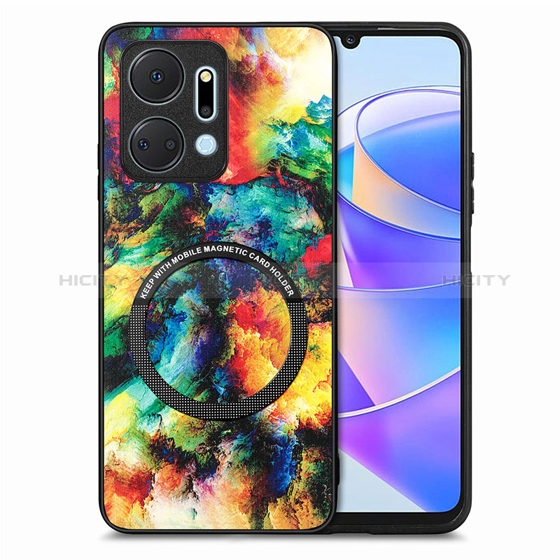 Coque Silicone Gel Motif Cuir Housse Etui avec Magnetique S01D pour Huawei Honor X7a Mixte Plus