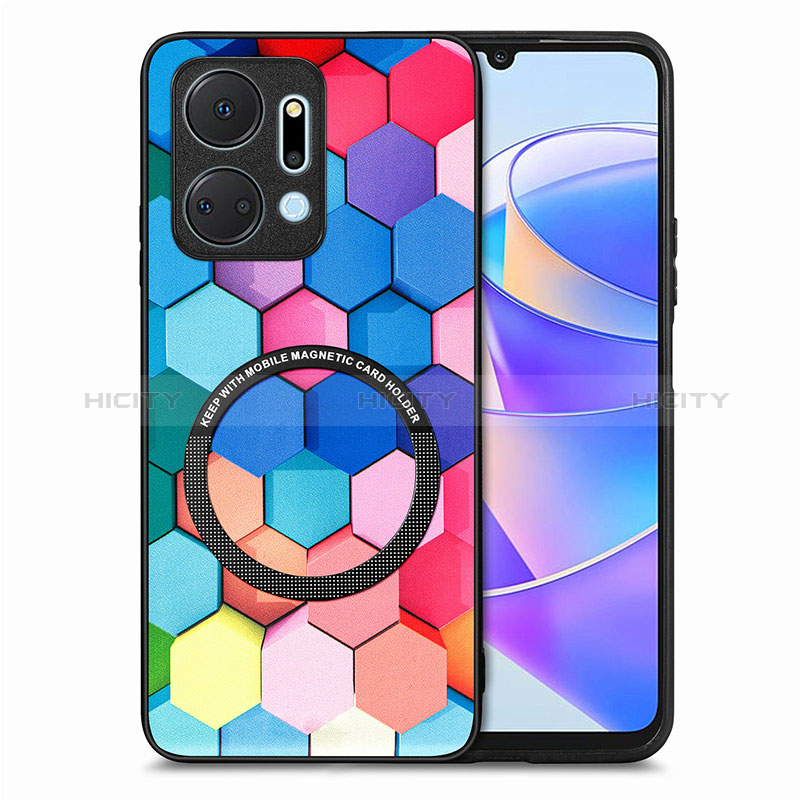 Coque Silicone Gel Motif Cuir Housse Etui avec Magnetique S01D pour Huawei Honor X7a Plus