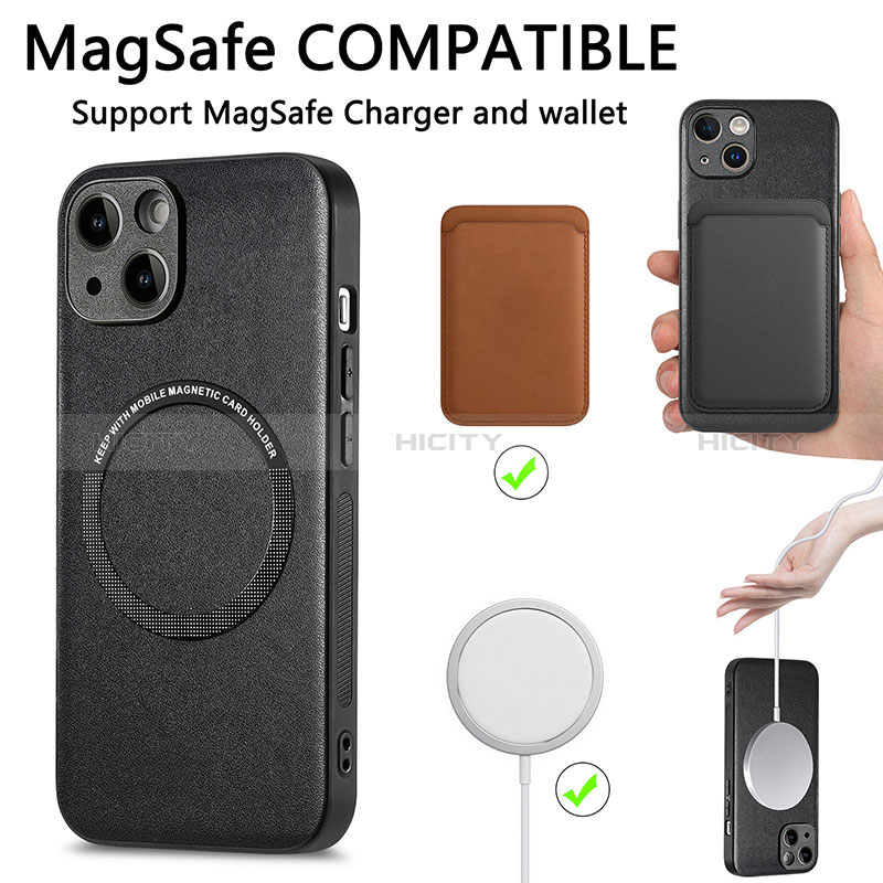 Coque Silicone Gel Motif Cuir Housse Etui avec Magnetique S02D pour Apple iPhone 14 Plus