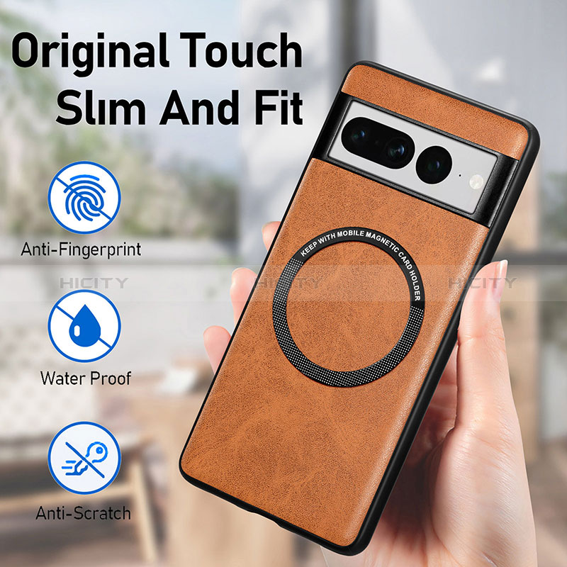 Coque Silicone Gel Motif Cuir Housse Etui avec Magnetique S02D pour Google Pixel 7 Pro 5G Plus