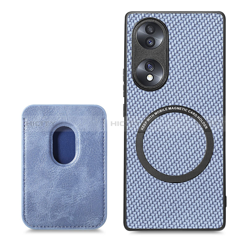 Coque Silicone Gel Motif Cuir Housse Etui avec Magnetique S02D pour Huawei Honor 70 5G Plus