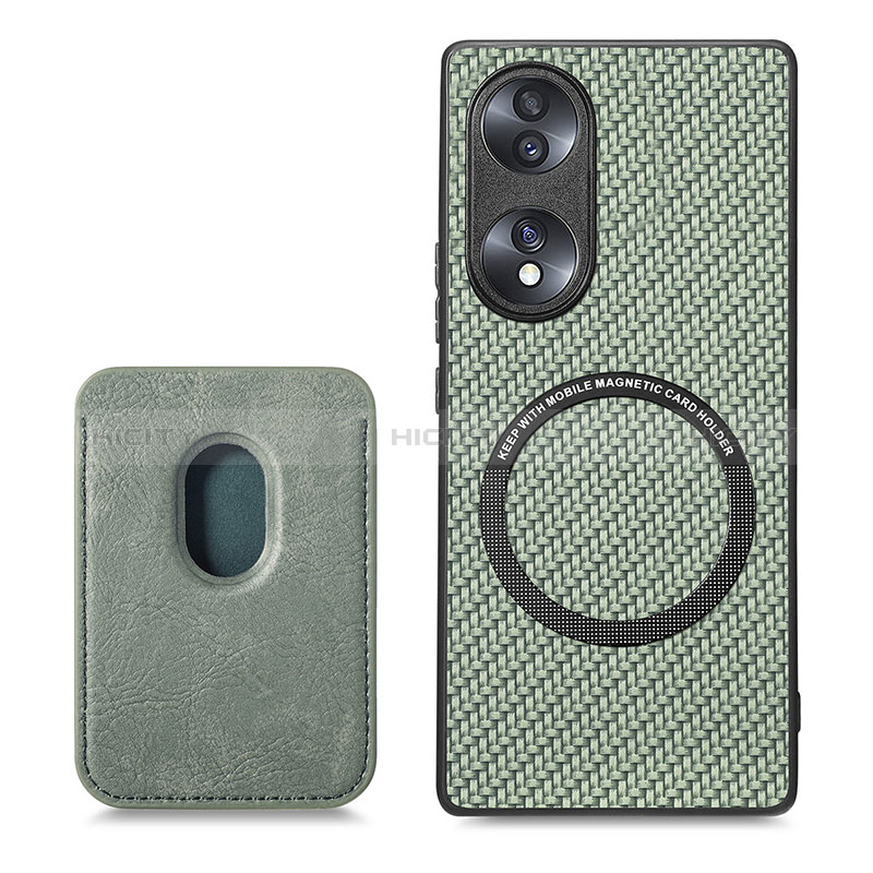 Coque Silicone Gel Motif Cuir Housse Etui avec Magnetique S02D pour Huawei Honor 70 5G Plus