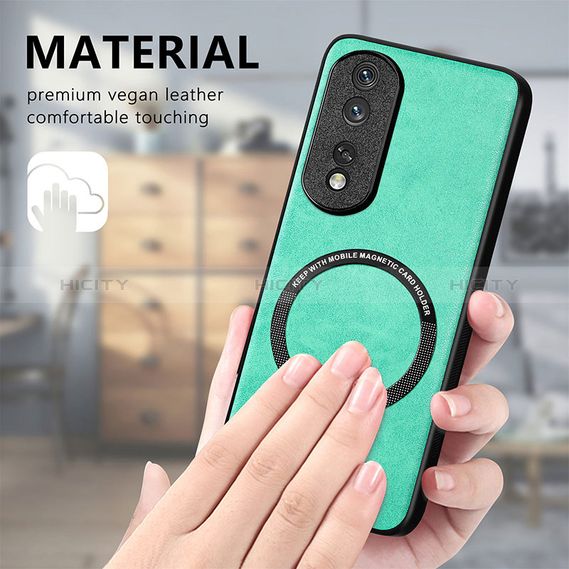 Coque Silicone Gel Motif Cuir Housse Etui avec Magnetique S02D pour Huawei Honor 80 Pro 5G Plus