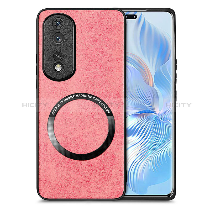 Coque Silicone Gel Motif Cuir Housse Etui avec Magnetique S02D pour Huawei Honor 80 Pro Flat 5G Plus