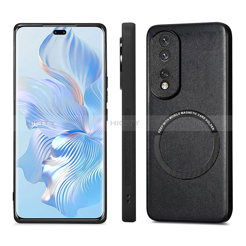 Coque Silicone Gel Motif Cuir Housse Etui avec Magnetique S02D pour Huawei Honor 80 Pro Flat 5G Plus