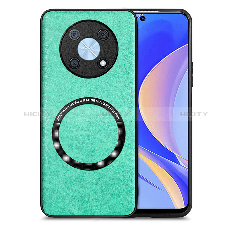 Coque Silicone Gel Motif Cuir Housse Etui avec Magnetique S02D pour Huawei Nova Y90 Vert Plus