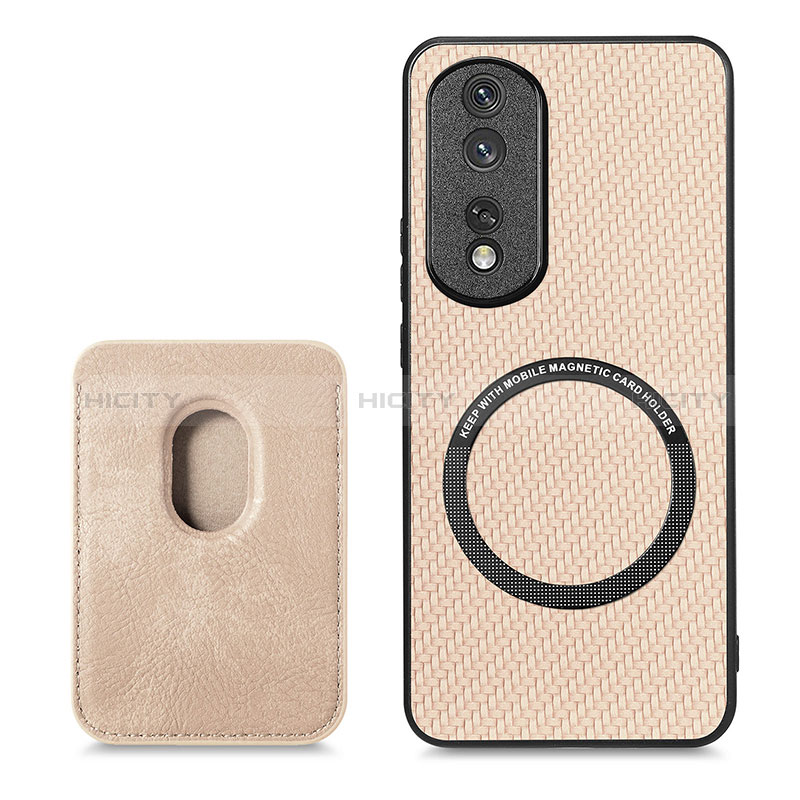 Coque Silicone Gel Motif Cuir Housse Etui avec Magnetique S03D pour Huawei Honor 80 Pro 5G Plus