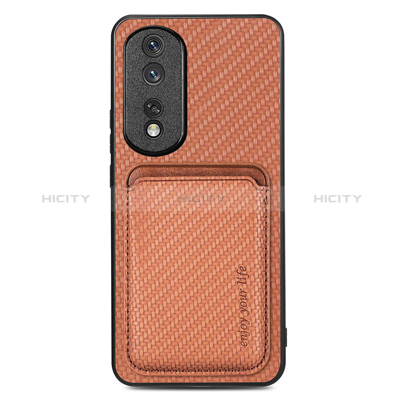 Coque Silicone Gel Motif Cuir Housse Etui avec Magnetique S03D pour Huawei Honor 80 Pro Flat 5G Plus