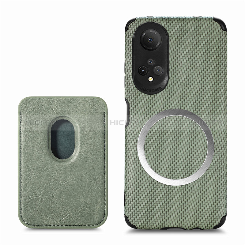 Coque Silicone Gel Motif Cuir Housse Etui avec Magnetique S03D pour Huawei Honor X7 Vert Plus