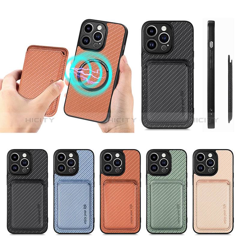 Coque Silicone Gel Motif Cuir Housse Etui avec Magnetique S08D pour Apple iPhone 13 Pro Plus