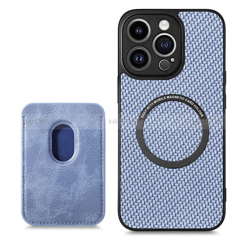 Coque Silicone Gel Motif Cuir Housse Etui avec Magnetique S08D pour Apple iPhone 13 Pro Plus