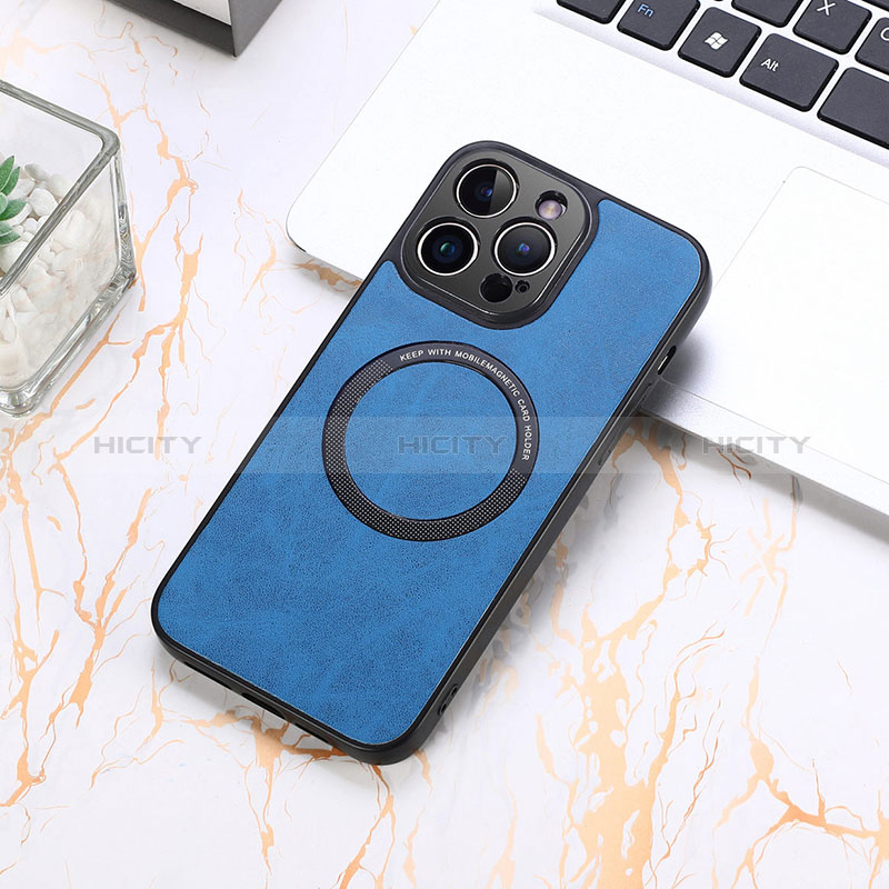 Coque Silicone Gel Motif Cuir Housse Etui avec Magnetique S11D pour Apple iPhone 13 Pro Plus