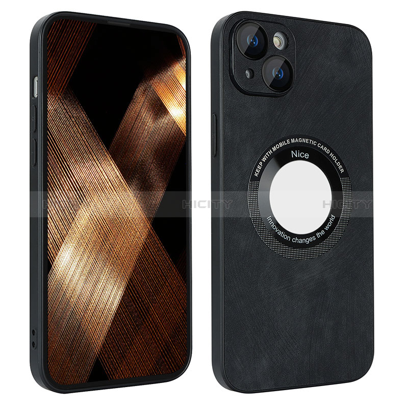 Coque Silicone Gel Motif Cuir Housse Etui avec Magnetique S14D pour Apple iPhone 13 Noir Plus