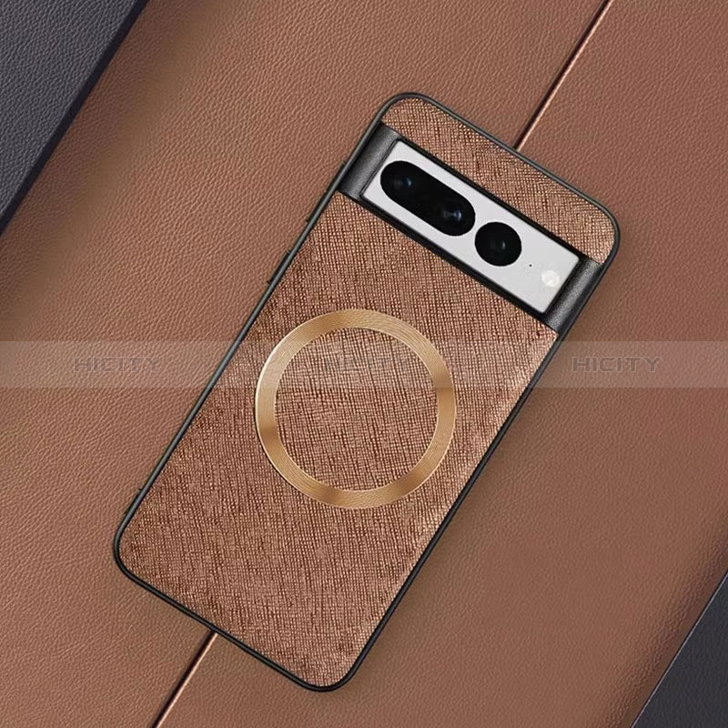 Coque Silicone Gel Motif Cuir Housse Etui avec Magnetique TB1 pour Google Pixel 7 Pro 5G Marron Plus