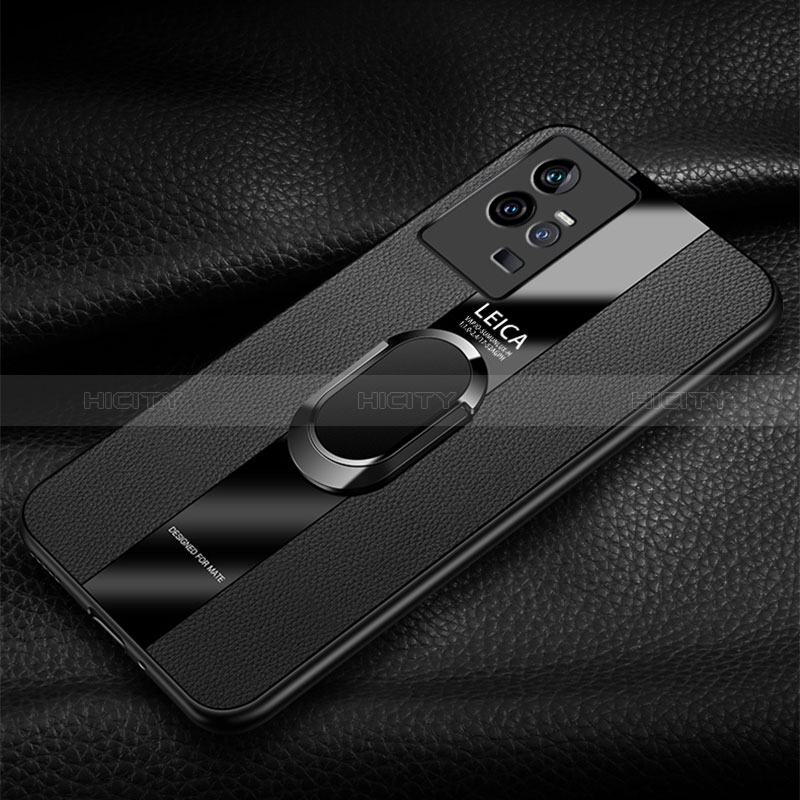 Coque Silicone Gel Motif Cuir Housse Etui avec Support Bague Anneau Aimante Magnetique PB1 pour Vivo iQOO 11 5G Plus