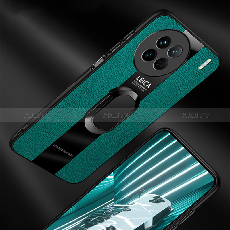 Coque Silicone Gel Motif Cuir Housse Etui avec Support Bague Anneau Aimante Magnetique PB1 pour Vivo X90 Pro 5G Plus