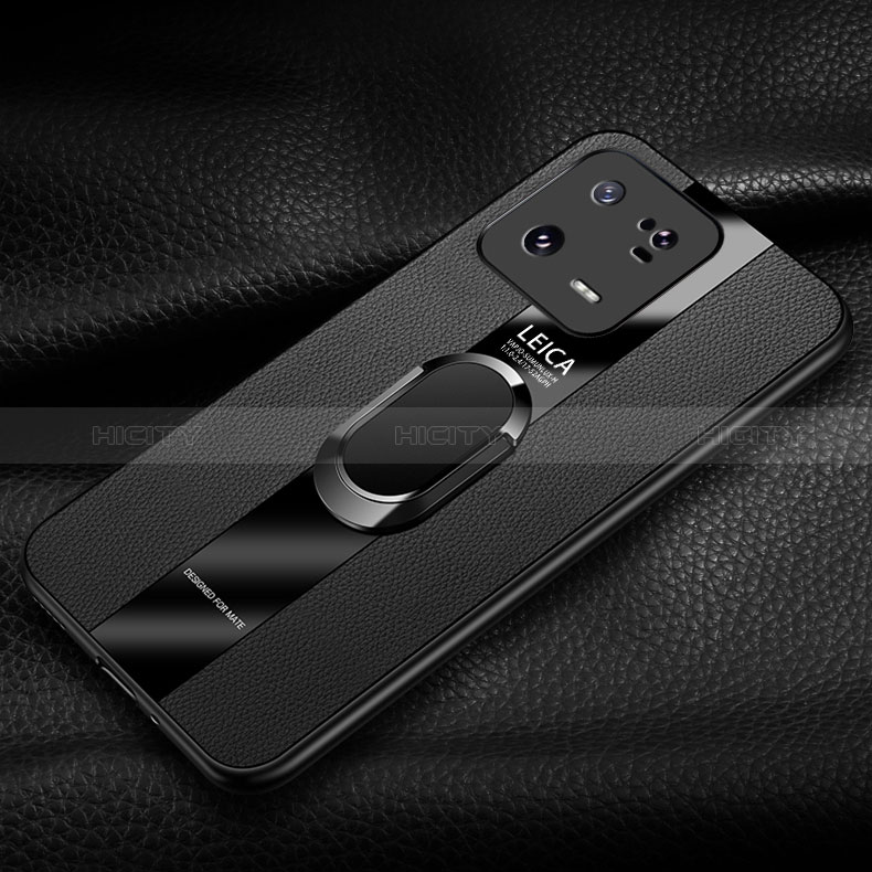 Coque Silicone Gel Motif Cuir Housse Etui avec Support Bague Anneau Aimante Magnetique PB1 pour Xiaomi Mi 13 Pro 5G Plus