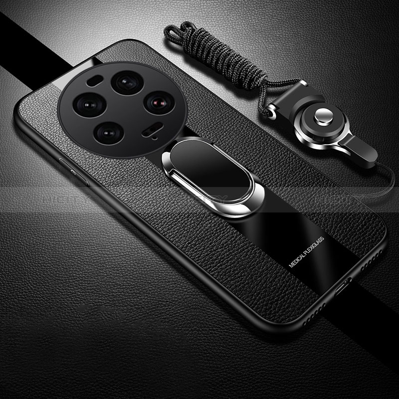 Coque Silicone Gel Motif Cuir Housse Etui avec Support Bague Anneau Aimante Magnetique PB1 pour Xiaomi Mi 13 Ultra 5G Plus