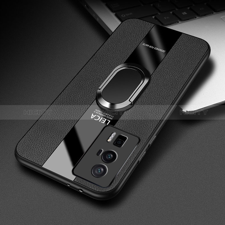 Coque Silicone Gel Motif Cuir Housse Etui avec Support Bague Anneau Aimante Magnetique PB1 pour Xiaomi Poco F5 Pro 5G Plus