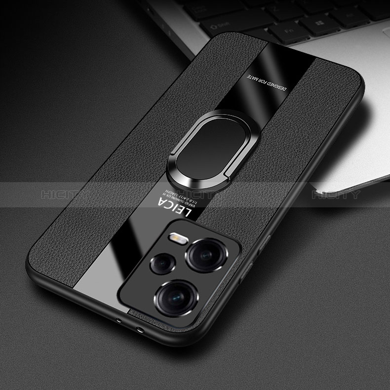 Coque Silicone Gel Motif Cuir Housse Etui avec Support Bague Anneau Aimante Magnetique PB1 pour Xiaomi Poco X5 5G Plus