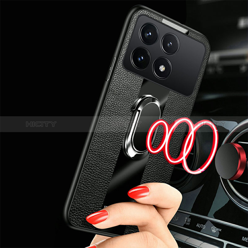 Coque Silicone Gel Motif Cuir Housse Etui avec Support Bague Anneau Aimante Magnetique PB1 pour Xiaomi Redmi K70 5G Plus