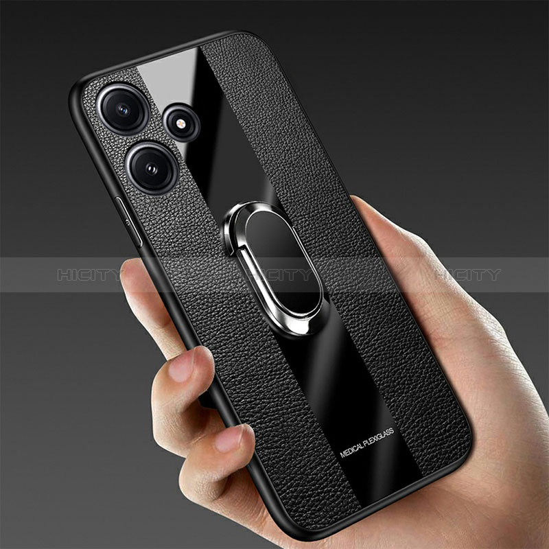 Coque Silicone Gel Motif Cuir Housse Etui avec Support Bague Anneau Aimante Magnetique PB1 pour Xiaomi Redmi Note 12R 5G Plus