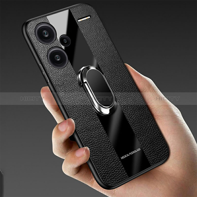 Coque Silicone Gel Motif Cuir Housse Etui avec Support Bague Anneau Aimante Magnetique PB1 pour Xiaomi Redmi Note 13 Pro+ Plus 5G Plus