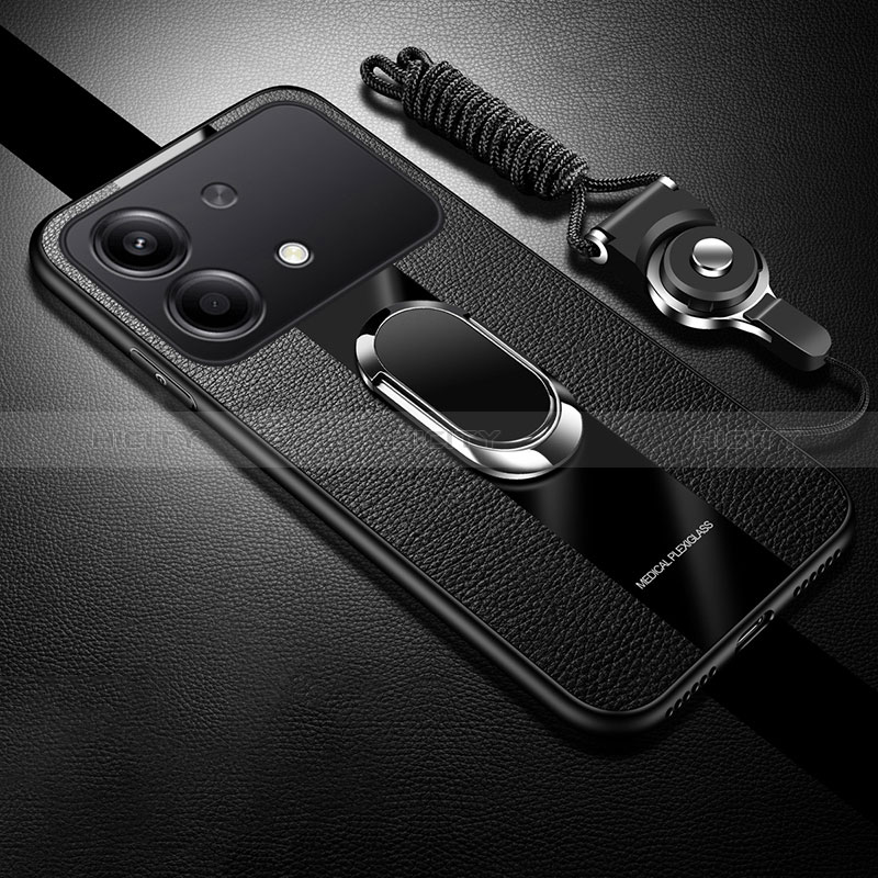 Coque Silicone Gel Motif Cuir Housse Etui avec Support Bague Anneau Aimante Magnetique PB1 pour Xiaomi Redmi Note 13R Pro 5G Plus