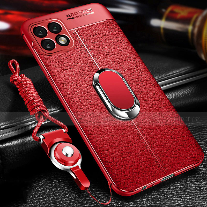 Coque Silicone Gel Motif Cuir Housse Etui avec Support Bague Anneau Aimante Magnetique pour Huawei Enjoy 20 5G Plus